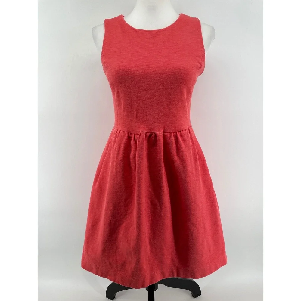 J.Crew Fit and Flare Dress‎ Womens XS Coral Cottagecore Minimalist  Sleeveless